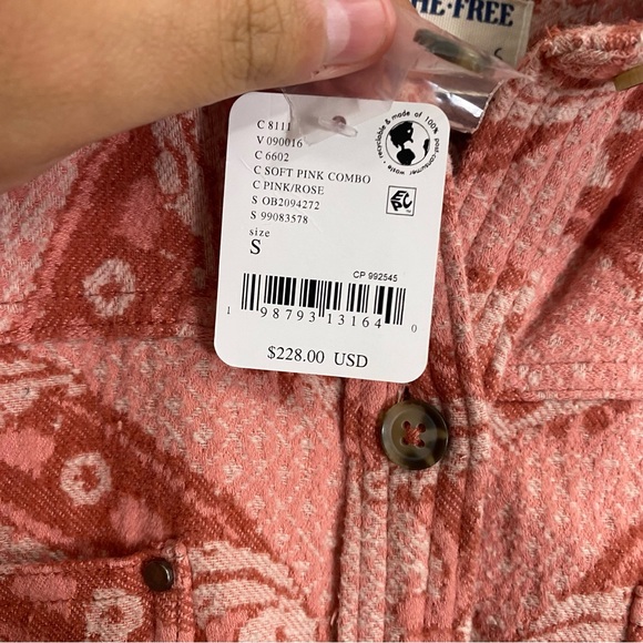 Free People Brick Lane Jacquard Maxi Shirt Jacket Floral Pink Small - Picture 5 of 7